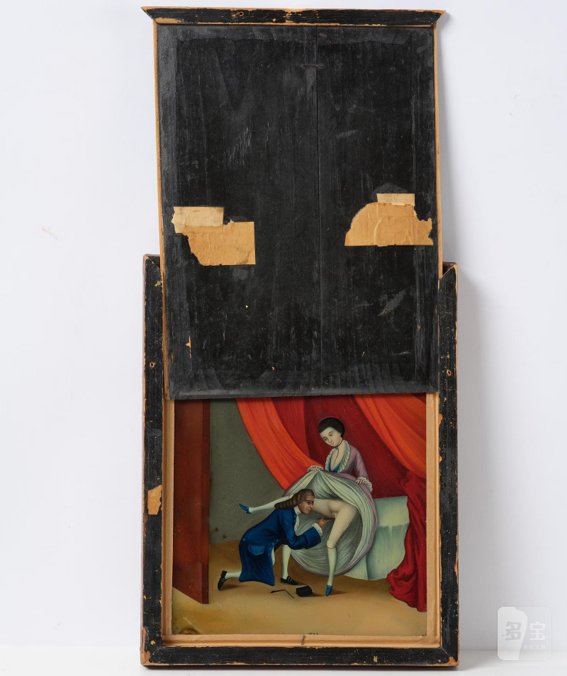 A Chinese reverse glass 'Erotic' painting, - 图6